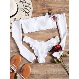 Zaful Off the shoulder White Bikini Set.